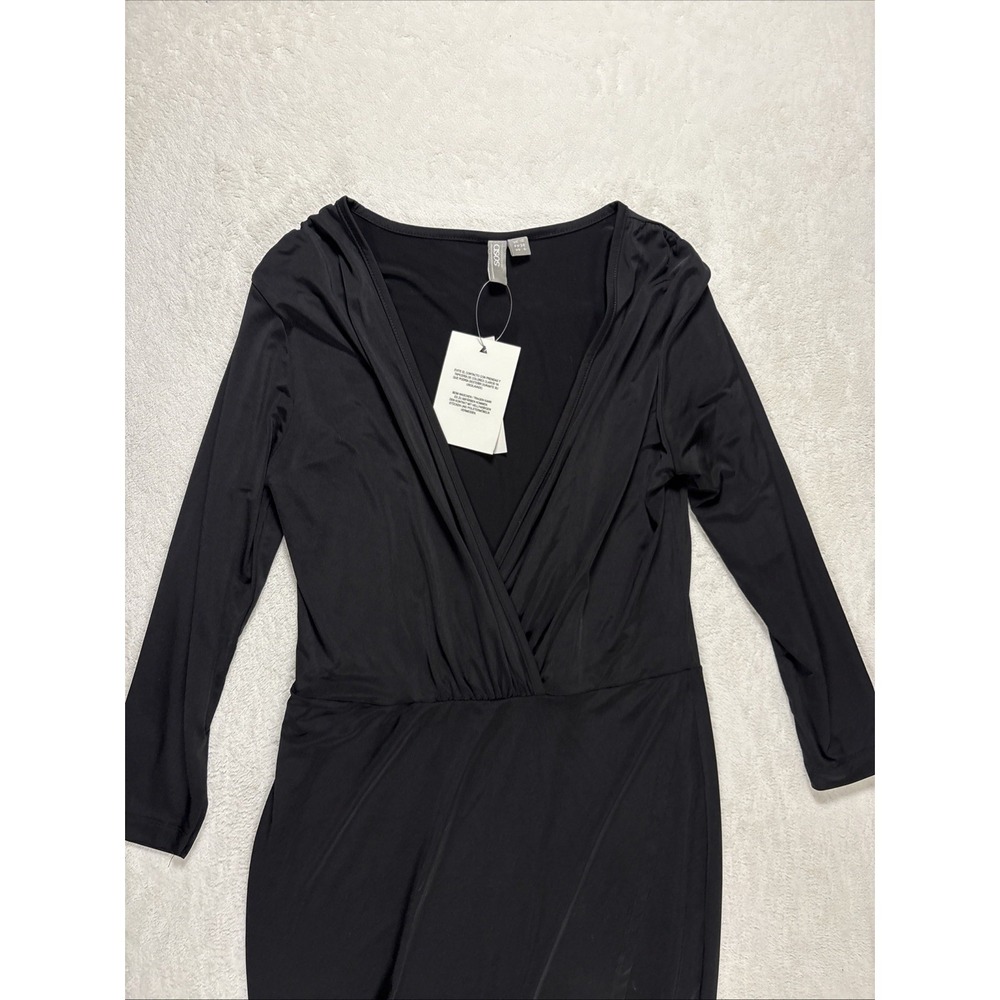 ASOS Women's Black Wrap Dress 3/4 Sleeve Mini Fitted Stretch Dress Size 6‎ - Picture 3 of 10